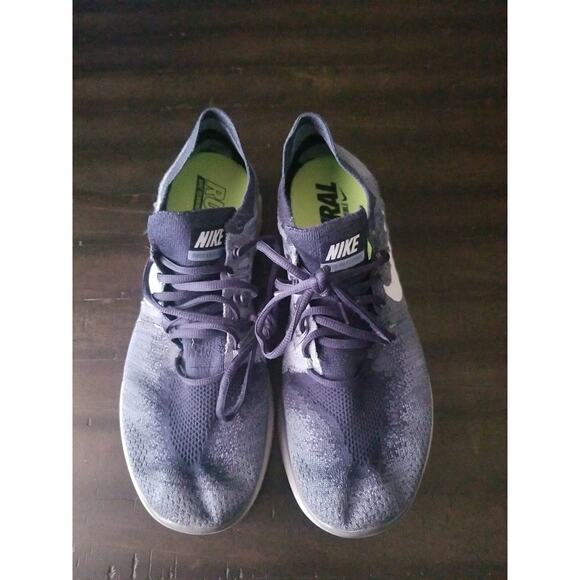 Nike Free Run Flyknit Women's Running Shoes Oreo Blue White 880843 402 Size 9.5 - Picture 8 of 16